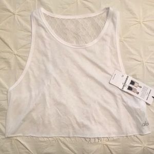 White Alo Overlay Tank Crop